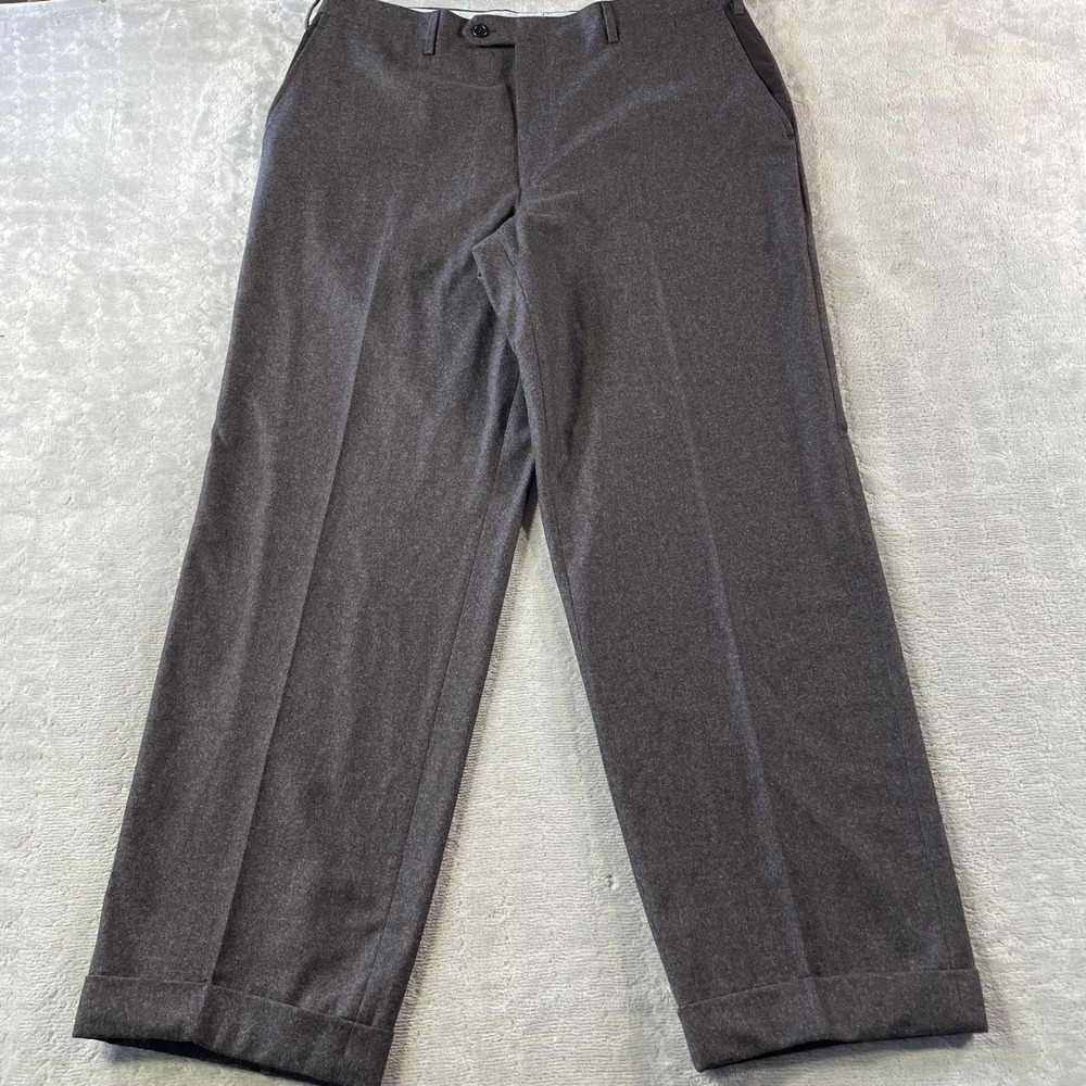 Luciano Barbera Wool Dress Pants Mens 54 US 36x31 Gray Italy Office Luxury